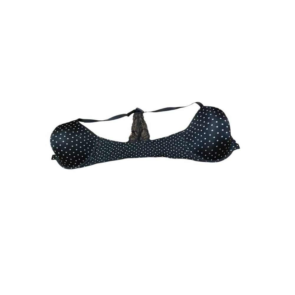 Victorias Secret 38DDD Black & White Polka Dot Push-Up Bra With Lace Racerback D - Picture 7 of 8